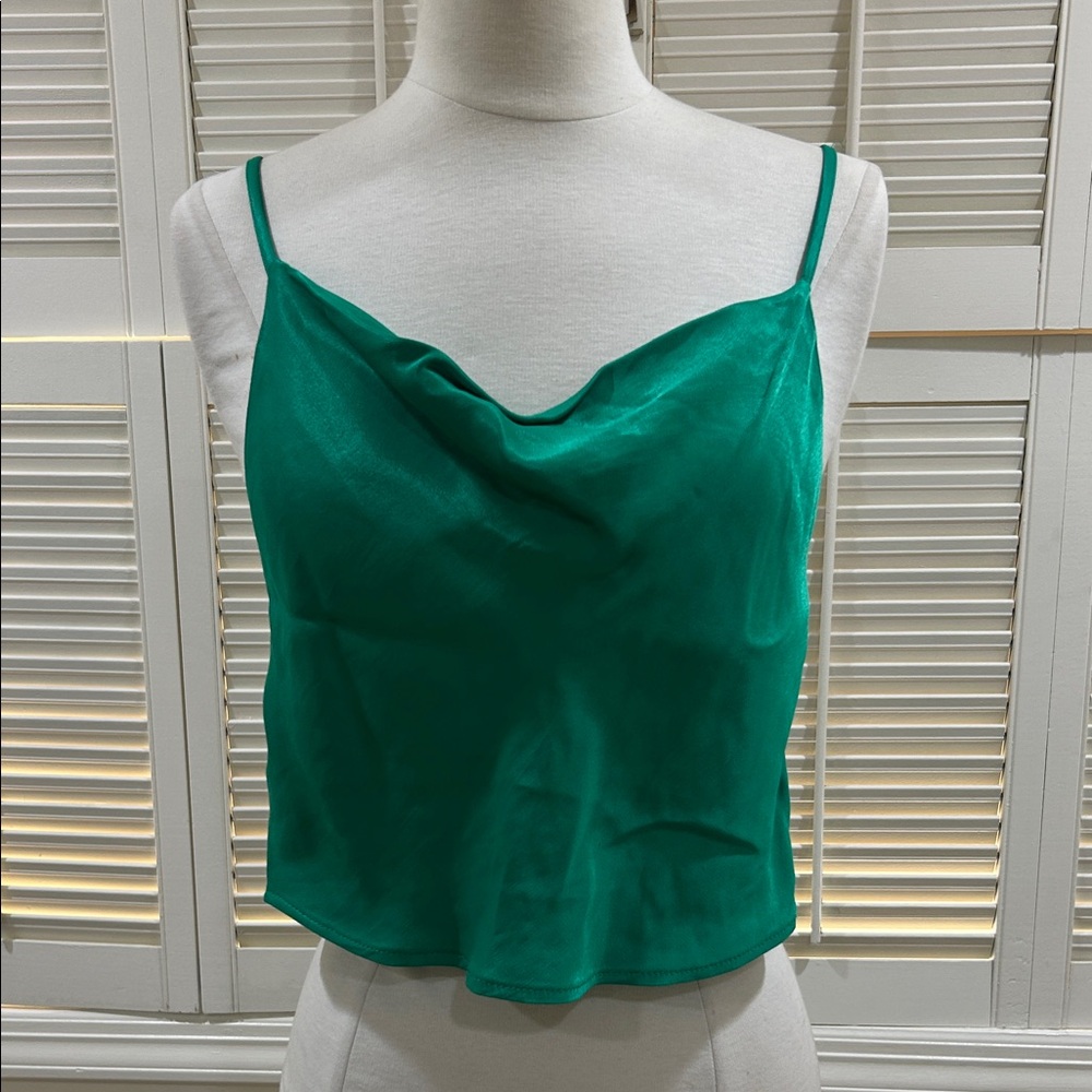 Zara new Emerald Green Women's Cowl Neck Top